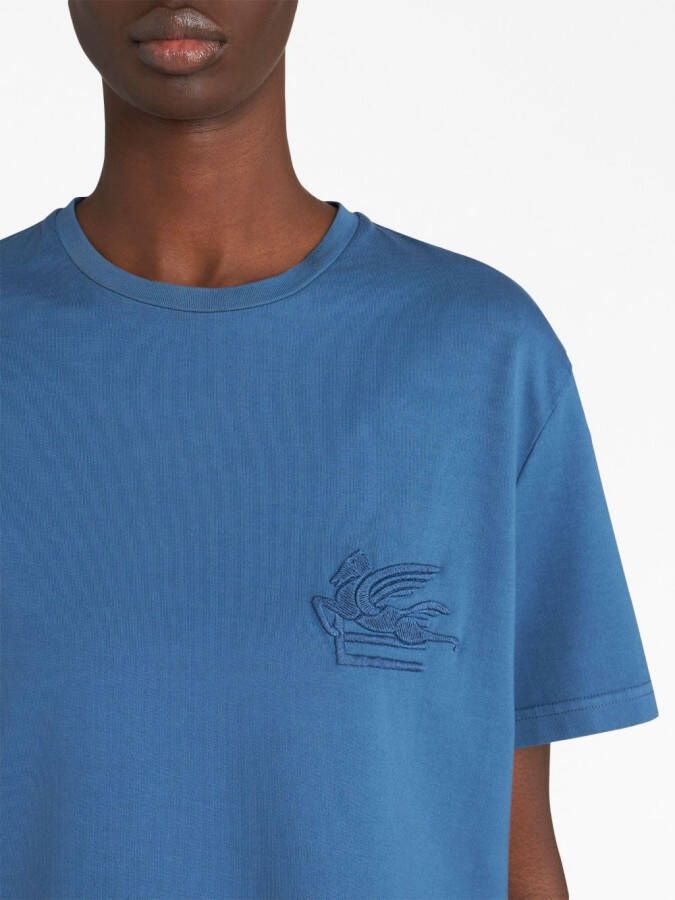 ETRO T-shirt met Pegaso patroon Blauw