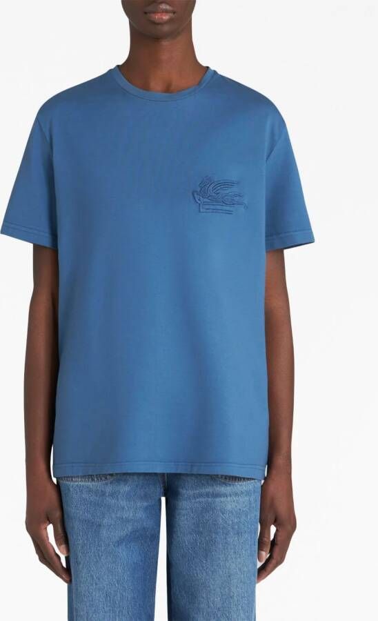 ETRO T-shirt met Pegaso patroon Blauw