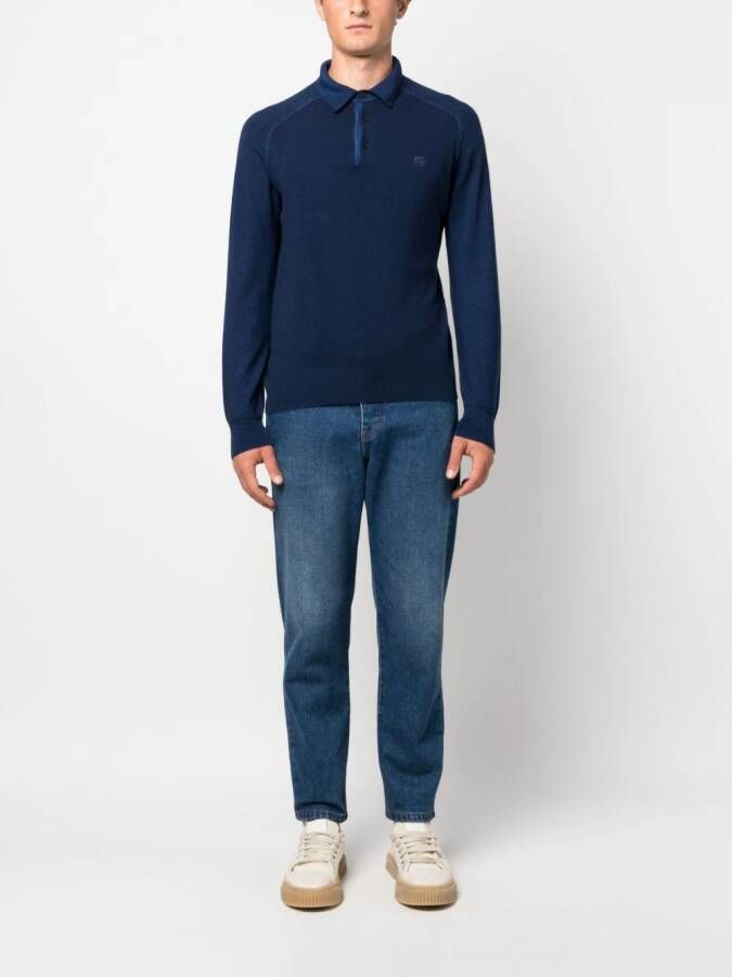 ETRO Gebreid poloshirt met geborduurd logo Blauw