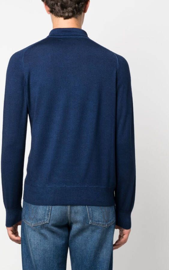 ETRO Gebreid poloshirt met geborduurd logo Blauw