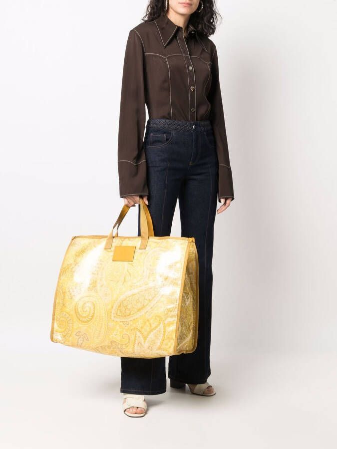 ETRO Shopper met paisley-print Geel