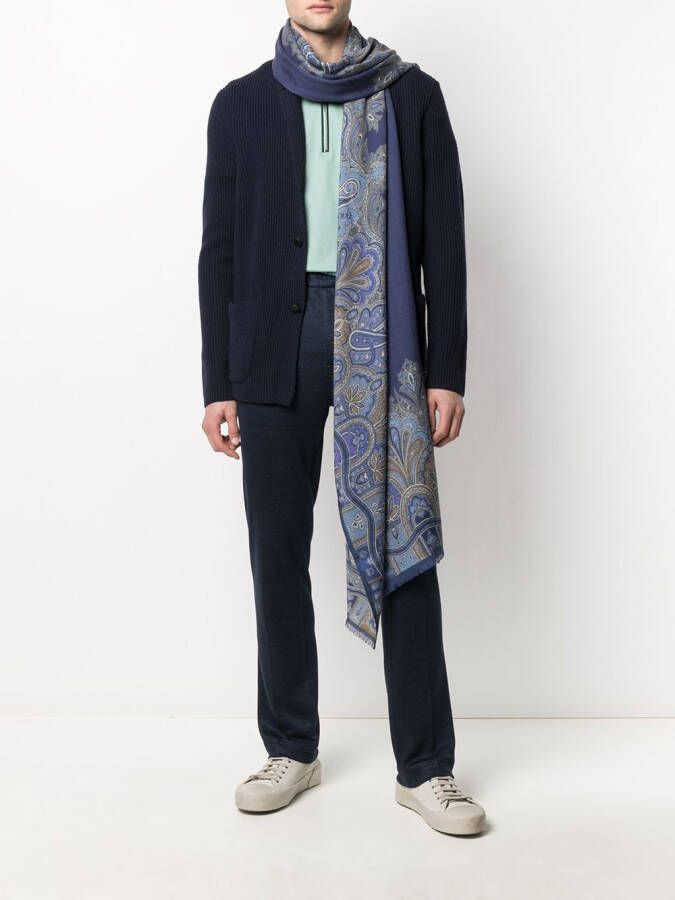 ETRO Sjaal met paisley-print Blauw
