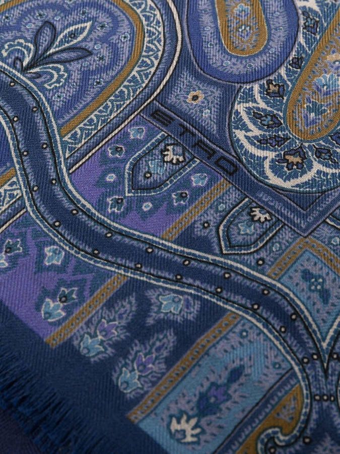 ETRO Sjaal met paisley-print Blauw