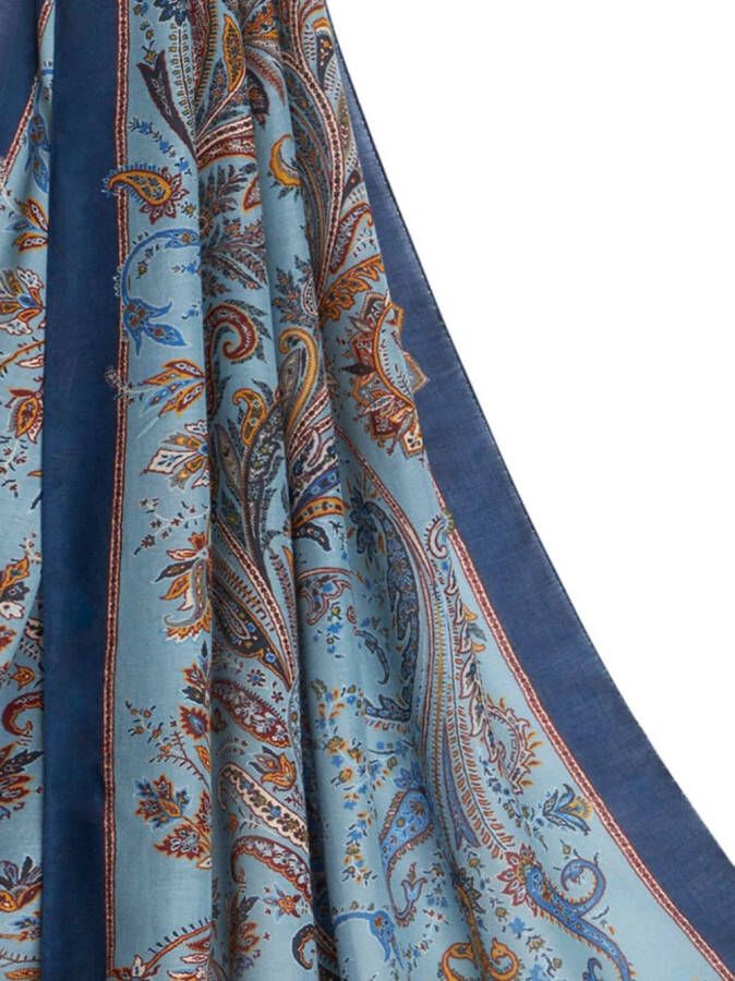 ETRO Sjaal met paisley-print van kasjmierblend Blauw