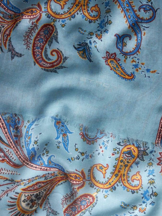 ETRO Sjaal met paisley-print van kasjmierblend Blauw
