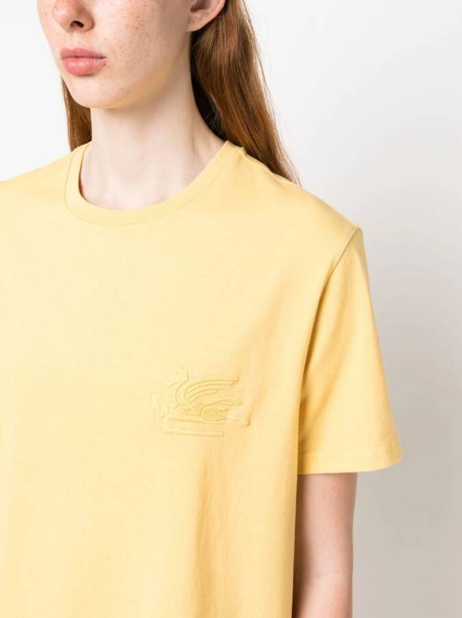 ETRO T-shirt met geborduurd logo Geel