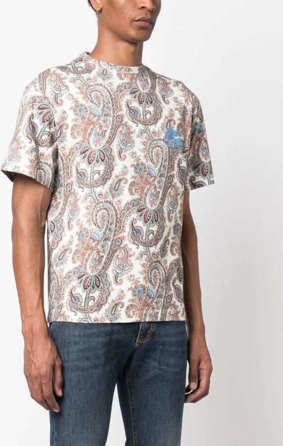 ETRO T-shirt met paisley-print Beige