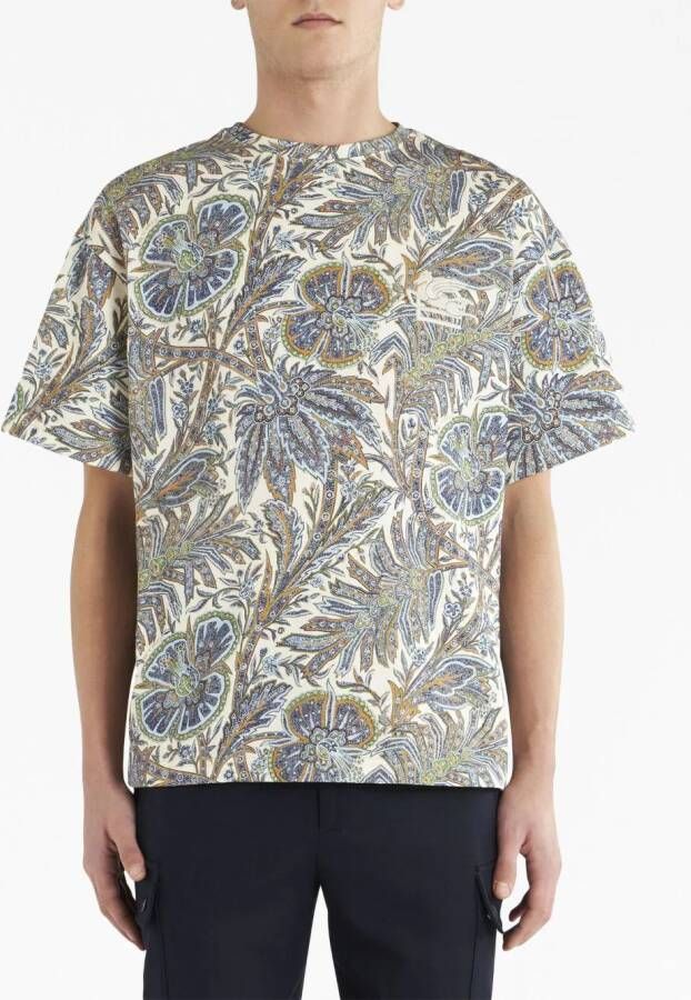 ETRO T-shirt met paisley-print Blauw
