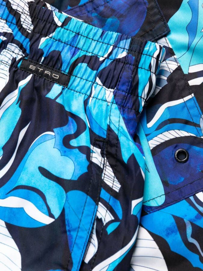 ETRO Zwembroek met abstracte print Blauw