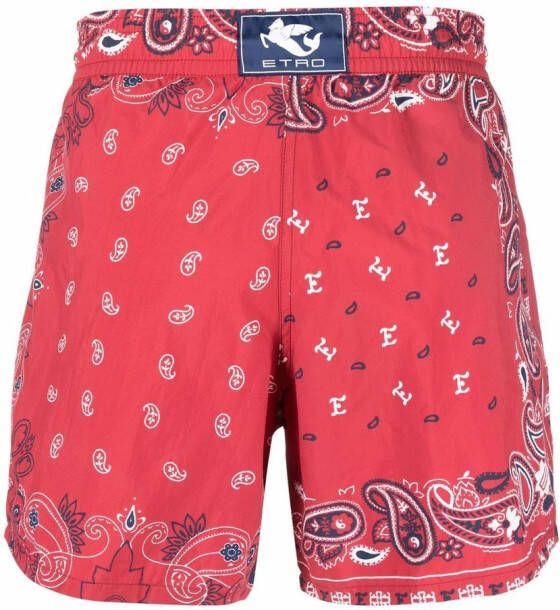 ETRO Zwembroek met bandanaprint Rood