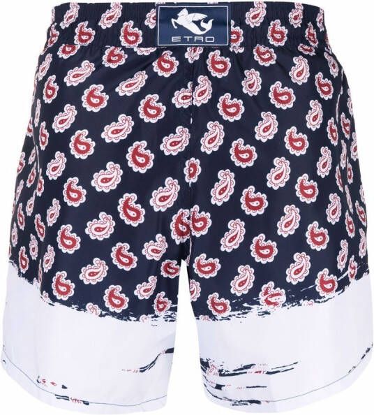 ETRO Zwembroek met paisley-print Blauw