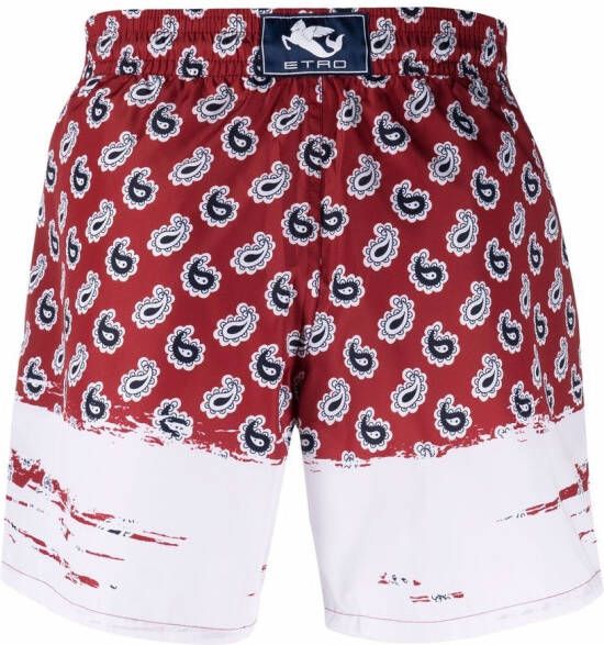 ETRO Zwembroek met paisley-print Rood
