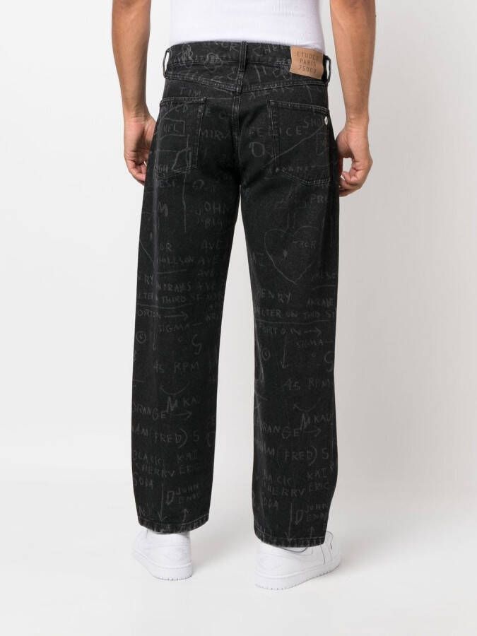 Etudes Jeans met print Zwart