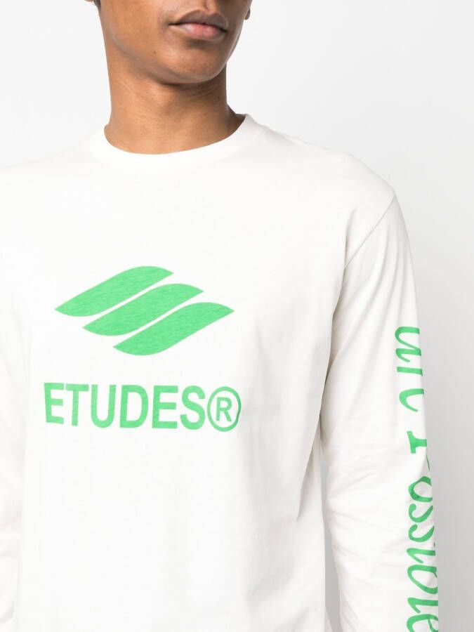Etudes T-shirt met logoprint Beige