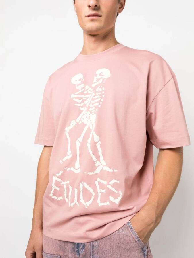 Etudes T-shirt met logoprint Roze