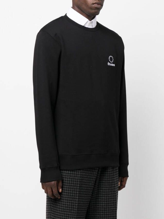 Etudes Sweater met geborduurd logo Zwart