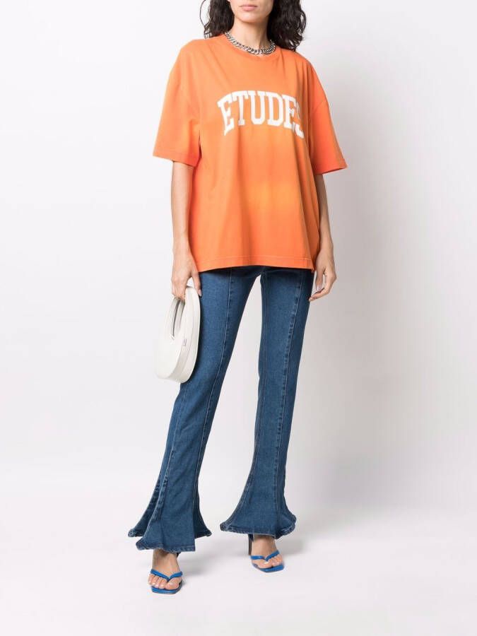 Etudes T-shirt met logoprint Oranje