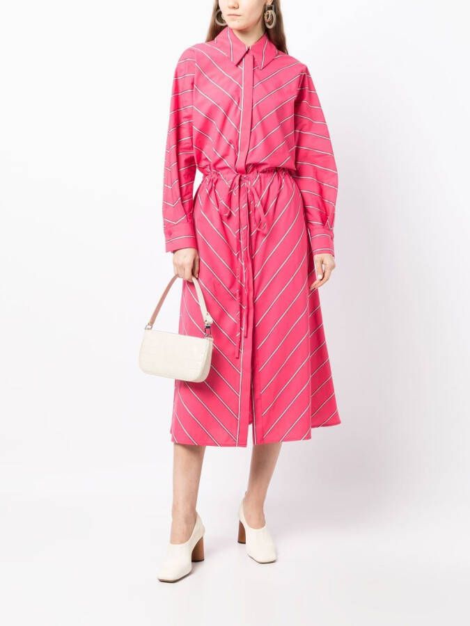 Evi Grintela Gestreepte midi-blousejurk Roze