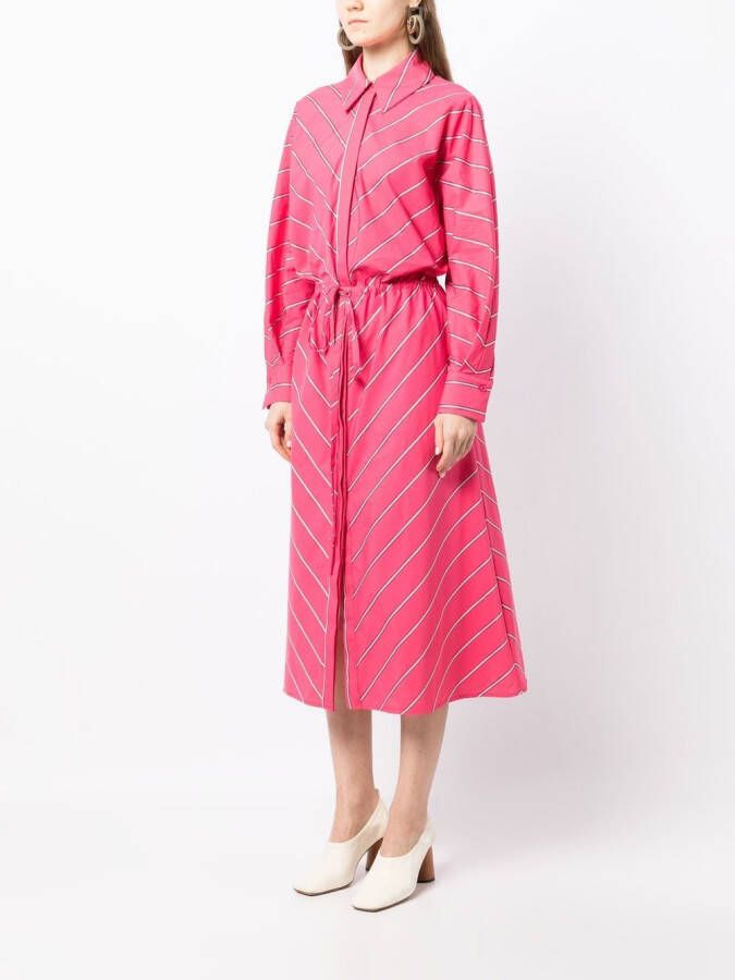 Evi Grintela Gestreepte midi-blousejurk Roze