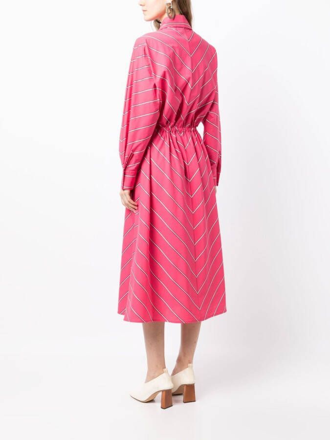 Evi Grintela Gestreepte midi-blousejurk Roze
