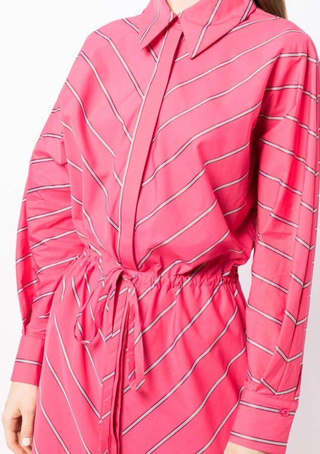 Evi Grintela Gestreepte midi-blousejurk Roze