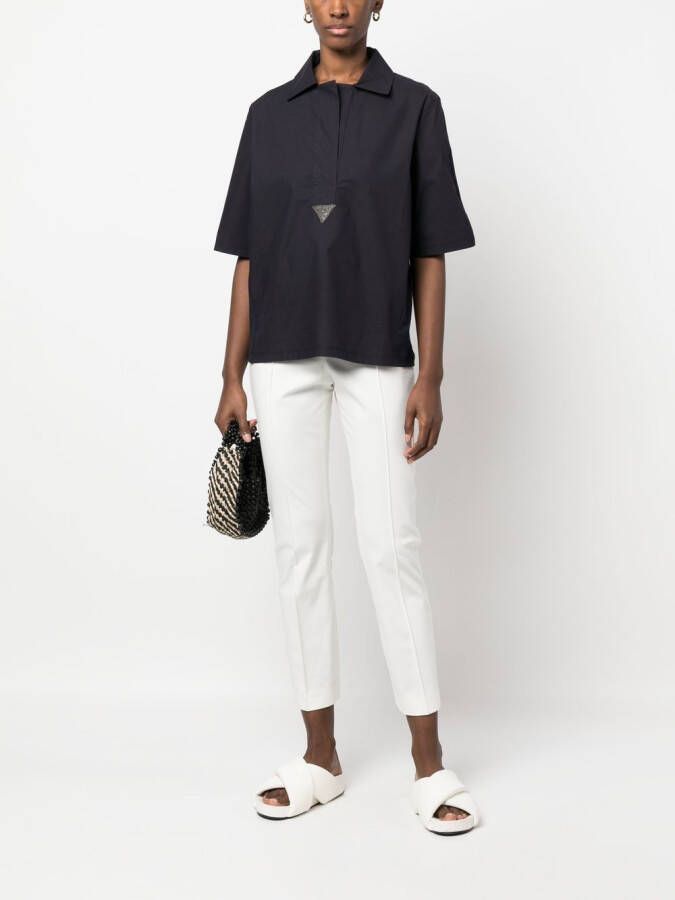 Fabiana Filippi Blouse met triangel applicatie Zwart