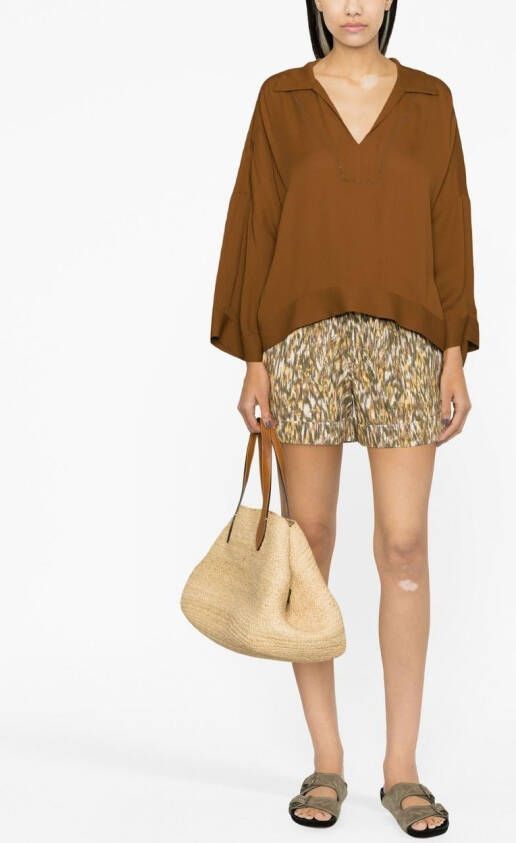 Fabiana Filippi Blouse met V-hals Bruin