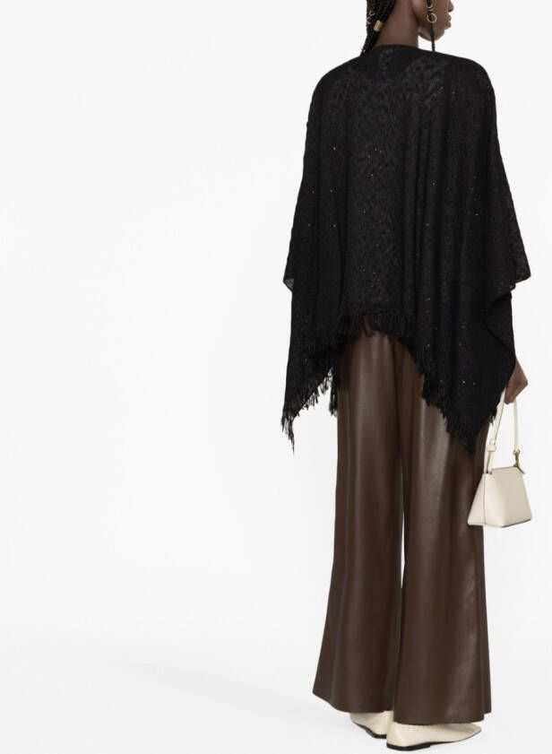 Fabiana Filippi Poncho met franje afwerking Zwart