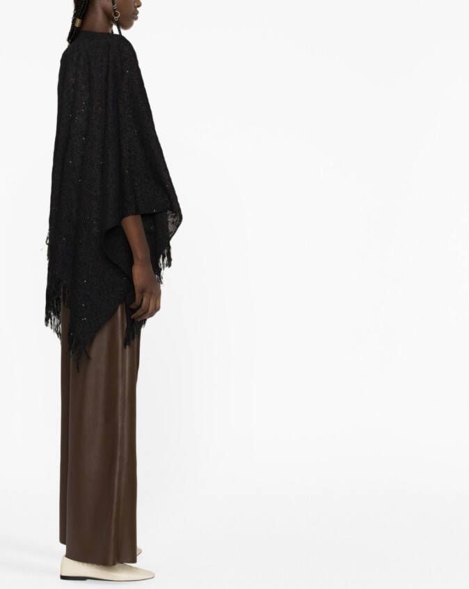 Fabiana Filippi Poncho met franje afwerking Zwart