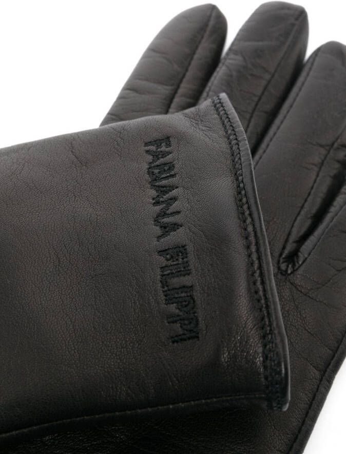 Fabiana Filippi Leren handschoenen Zwart