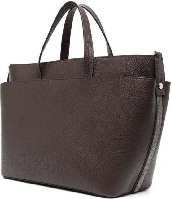 Fabiana Filippi Leren shopper Bruin