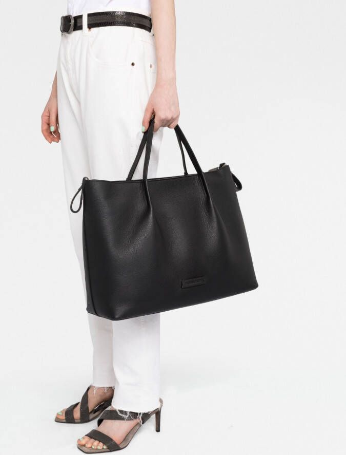 Fabiana Filippi Shopper met logopatch Zwart