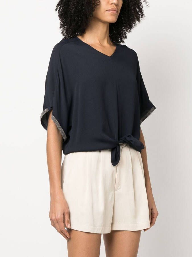 Fabiana Filippi T-shirt met kralen afwerking Blauw