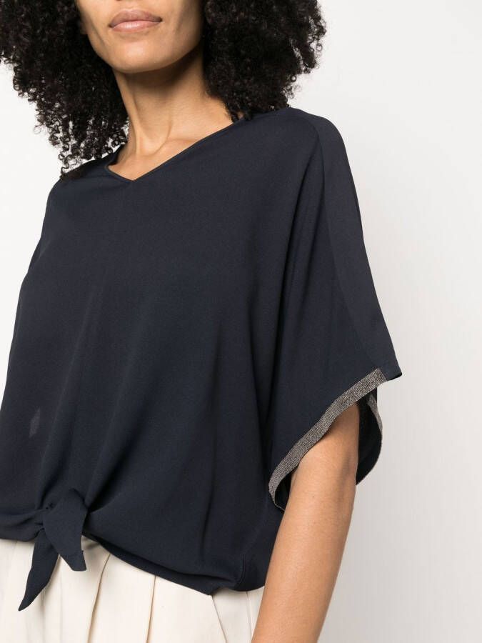 Fabiana Filippi T-shirt met kralen afwerking Blauw