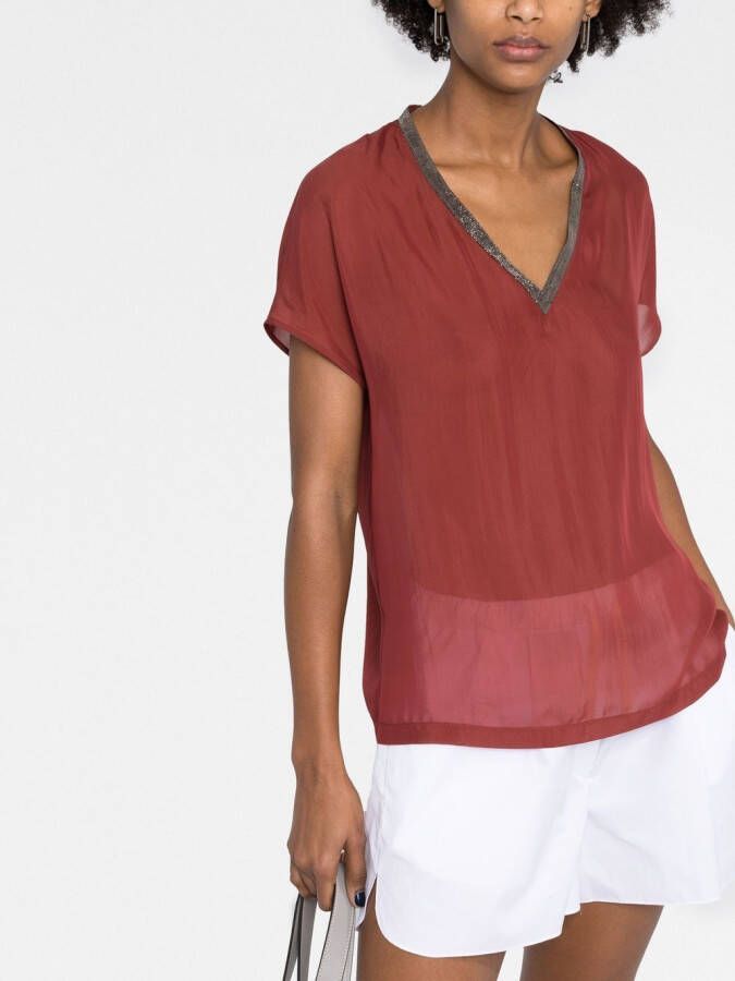 Fabiana Filippi T-shirt met V-hals Rood