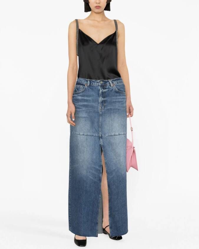 Fabiana Filippi Satijnen top met metallic afwerking Zwart