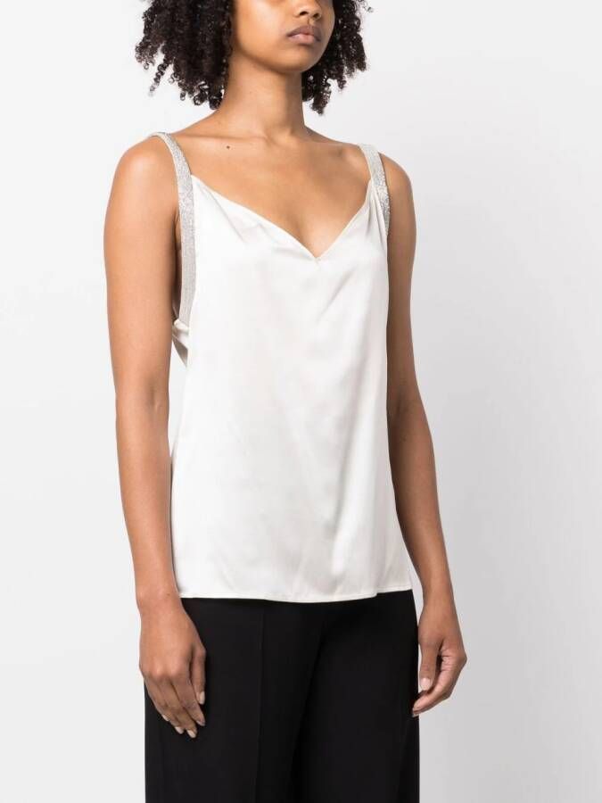 Fabiana Filippi Satijnen top met metallic afwerking Beige