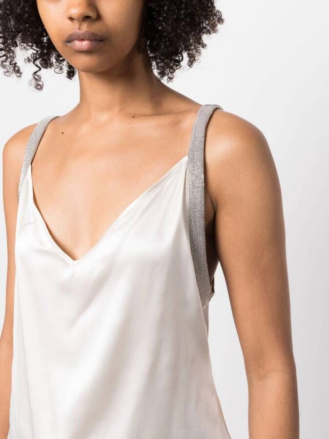 Fabiana Filippi Satijnen top met metallic afwerking Beige