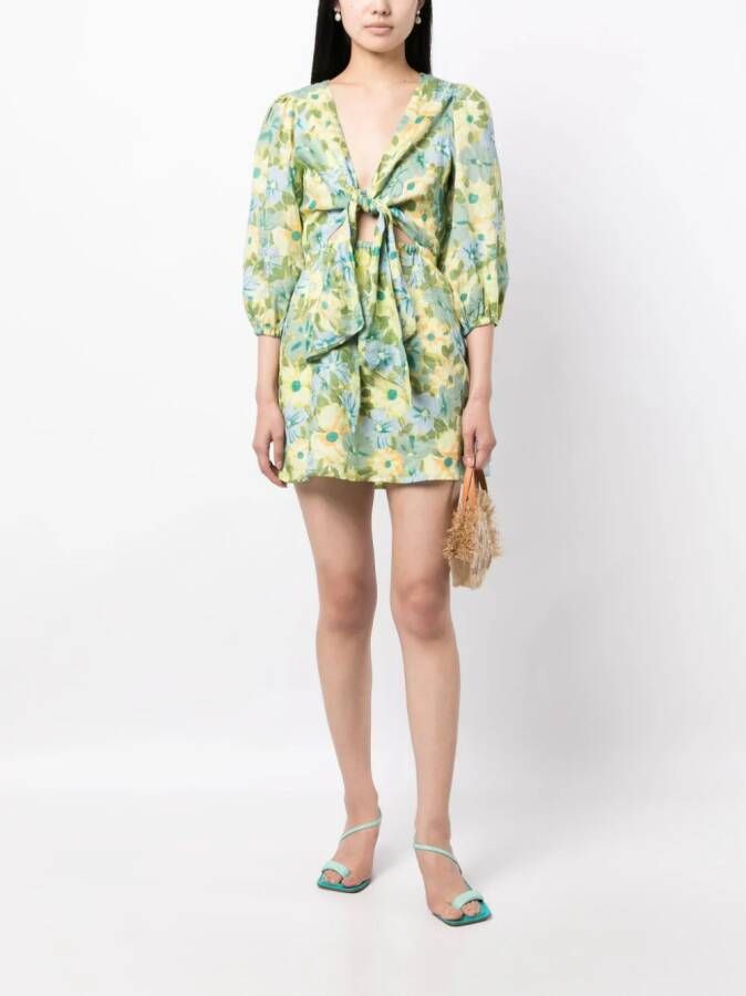 Faithfull the Brand Cintare mini-jurk met bloemenprint Groen