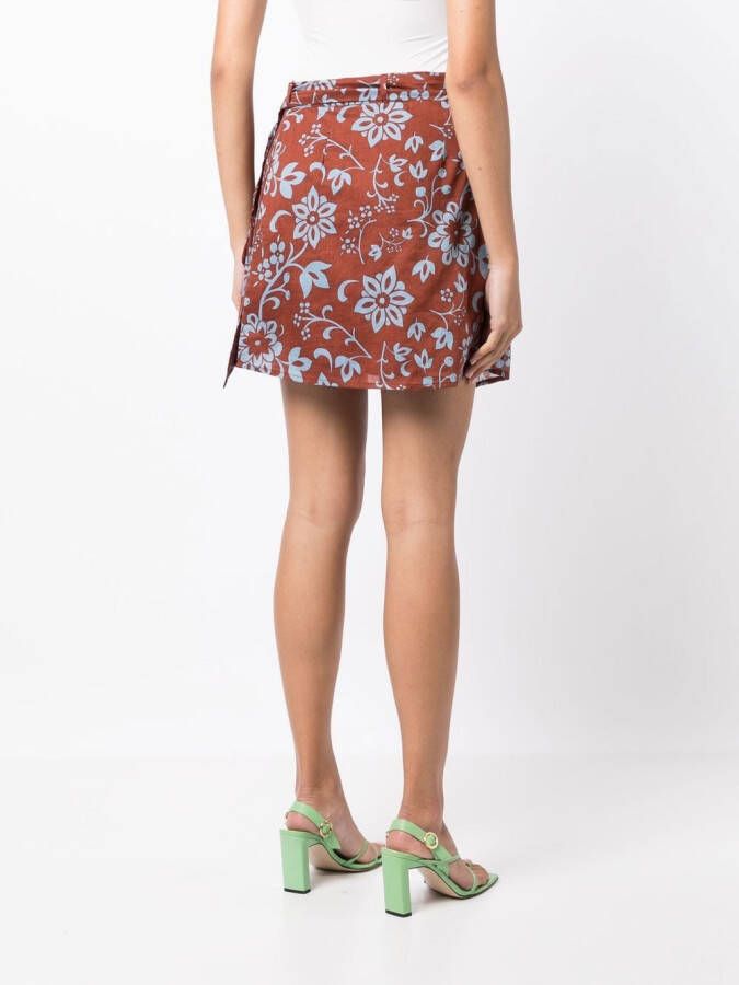 Faithfull the Brand Mini-rok met bloemenprint Bruin