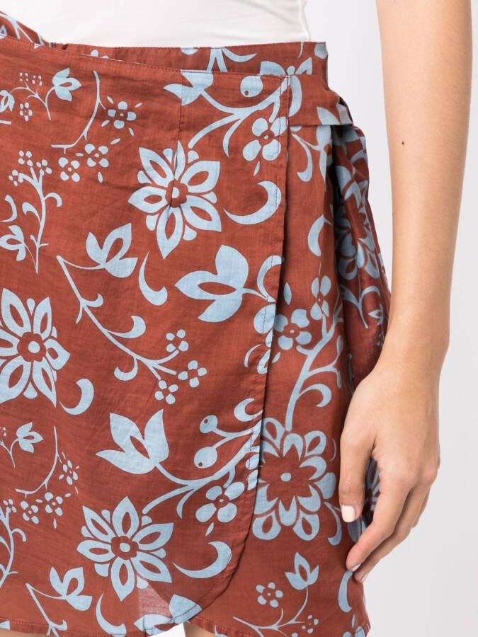 Faithfull the Brand Mini-rok met bloemenprint Bruin