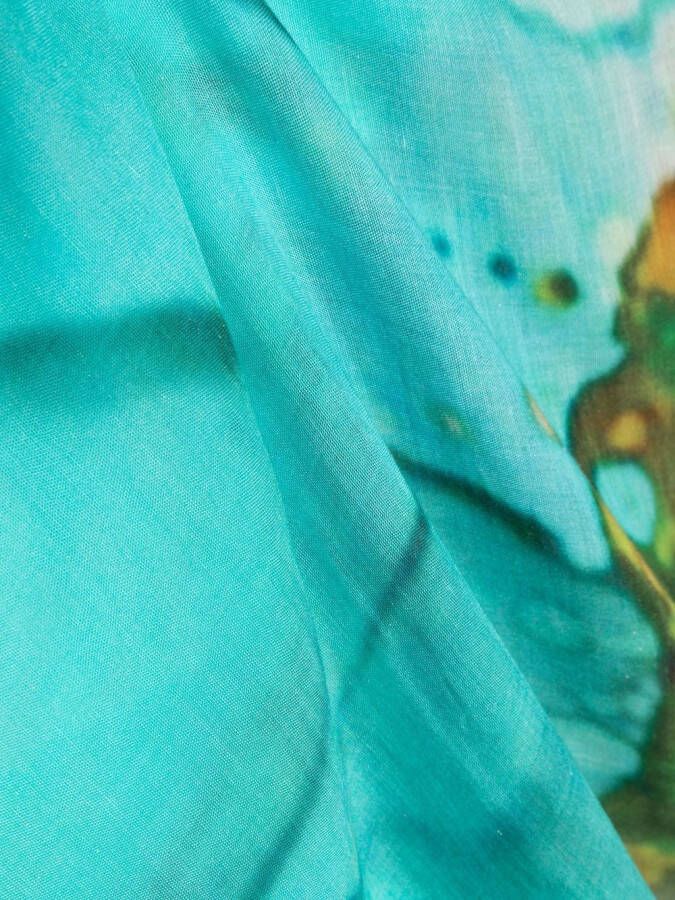 Faliero Sarti Sjaal met bloemenprint Blauw