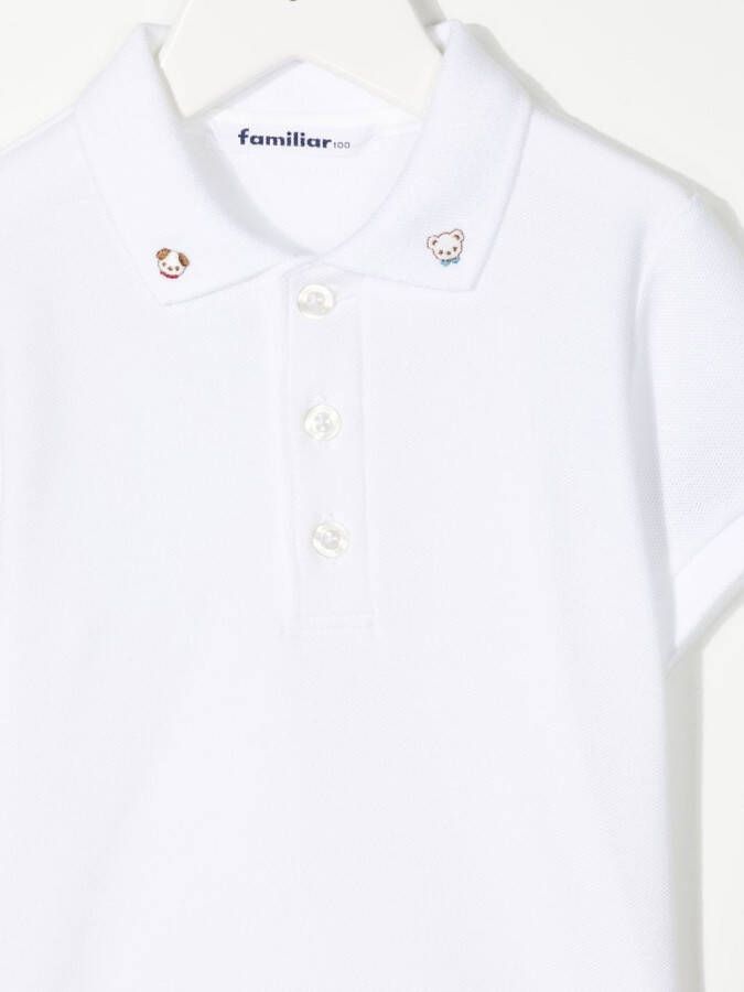 Familiar Poloshirt met borduurwerk Wit