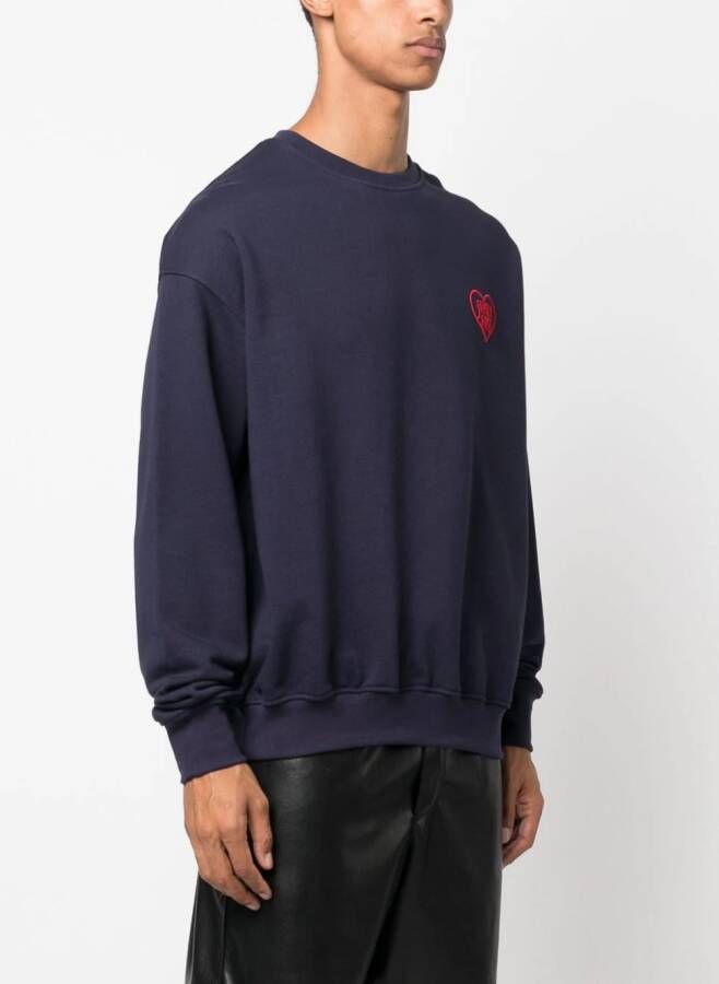 Family First Sweater met geborduurd logo Blauw