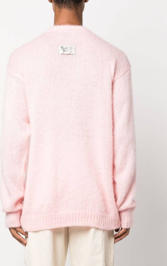 Family First Trui met intarsia logo Roze