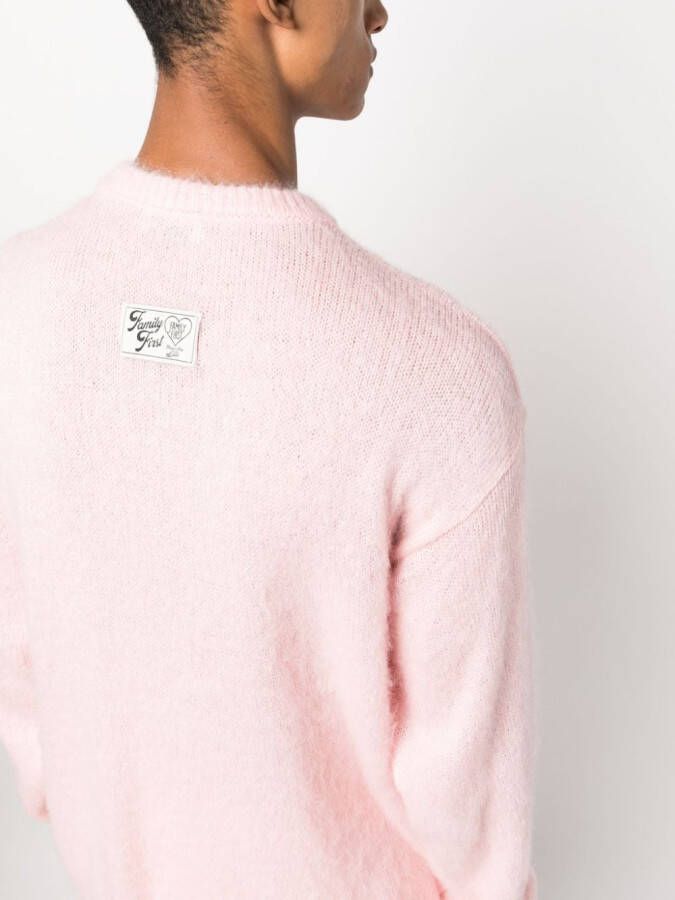 Family First Trui met intarsia logo Roze