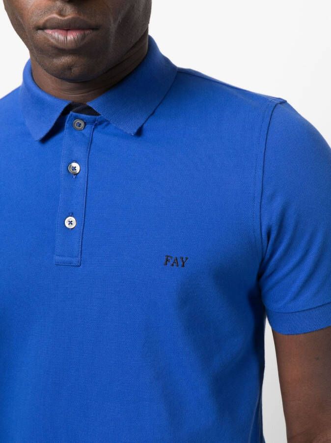 Fay Poloshirt met geborduurd logo Blauw