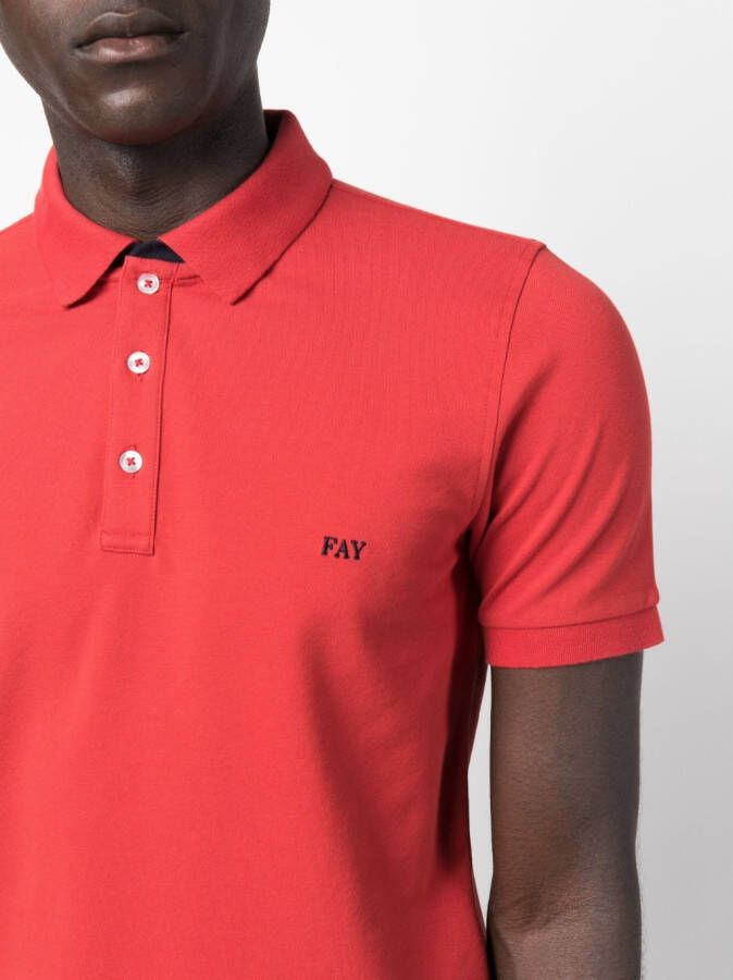 Fay Poloshirt met geborduurd logo Rood