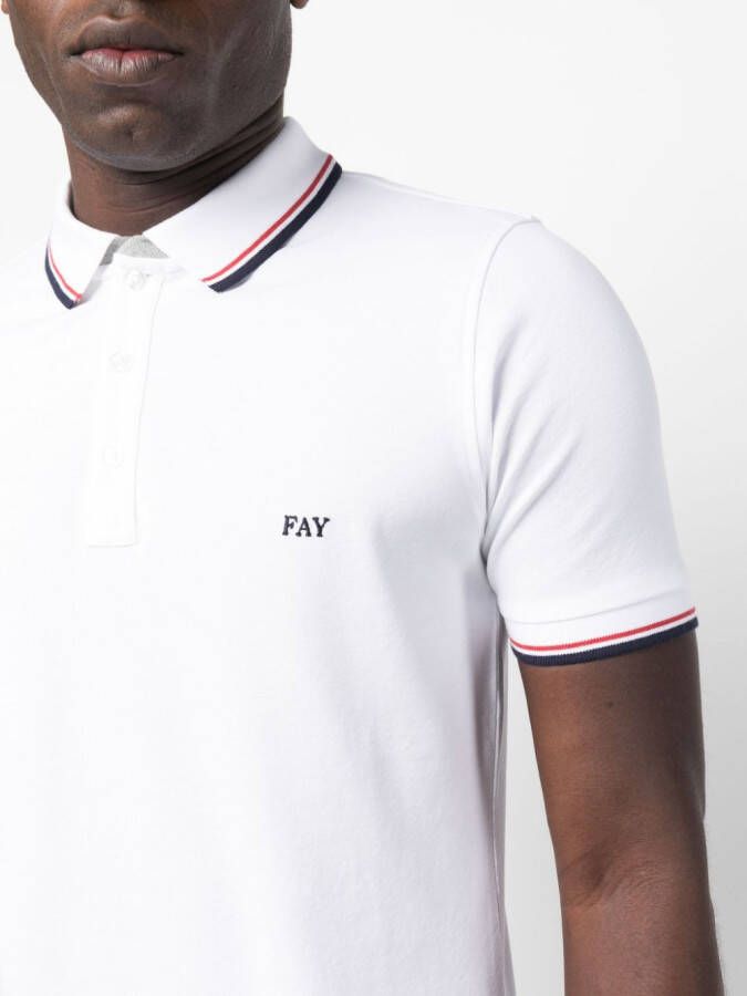 Fay Poloshirt met geborduurd logo Wit