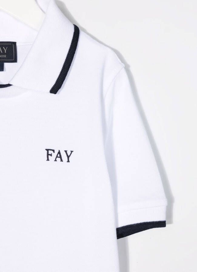 Fay Kids Poloshirt met geborduurd logo Wit